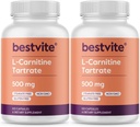 BESTVITE L- Carnitine Tartrat 500mg per Capsule (240 Kapsul) (120x2) - Tidak ada Stearates - Non GMO - Gluten Bebas