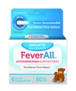 Feverall Infant Acetaminophen Suppotory 6 Rectal Suplotment 80mg Each Pain Reliever / Fever Reducer. Umur 6-36 Bulan