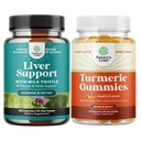 Bundle of Liver Cleanse Detox & Repair - Silymarin Milk Thistle with Dandelion Root Chooline Beetroot Extract and Turmeric Curcumin Gummies with Black Pepper Curcumin Powder for Joint
