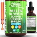 Bersihkan Nutra Mullein Drops untuk Lungs Organik Chlorophill Liquid Irish Sea Moss, Spirulina, Licorice, Tart Cherry Lobelia, Motherwort & Elderberry Mullein Leaf Extract Taincture Men Women Suplemen