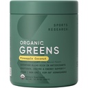 Penelitian Olahraga ® Organic Greens Superfood Powder w / Spirulina, Chlorella, Adaptogens, Enzymes, Progories & 8 VIT Bs for Gut & Mood Dupport * - Vegan, Sugar- Free & Lower-Cal Pine Coconut 30
