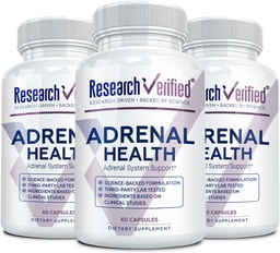 Support Research Verified Adrenal - 180 Capsules - Dukung Fungsi Adrenal Gland, Boost Energy, Saldo Cortisol - Mushroom, B Vitamin, Bioflavonoid, BioPerine