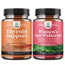Bundle of Herbal Adrenal and Thyroid Support Complex - Mood Enhancer Energy Suplemen Kesehatan dan Kekuatan Ekstra Saw Palmetto for Women for Stronger Thicker Healthier Looking Hair