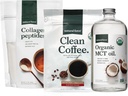 Natural Force Clean Coffee + Collagen Peptides + Organic MCT Oil Bundle - Toxin Free Coffee, Grass Fed Collagen, & MCTs - Non-GMO, Keto, & Paleo - 12 Oz, 32 Oz