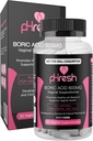 pHresh Boric Acid Suplotories for Women, Suplotories for Odor Use, Natural Feminine Care Supports Health & Promotes Healthy pH Balance - Made in USA