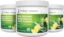 Dr. Berg 's Raw Wheatgrass Juice Powder (60 Sertifikasi) - USDA Certified Organic Wheatgrass Powder w / Chlorophill, Telusuri Mineces & Natural Enzymes - Ultra- comcendered - Lemon Flavor w / Stepia 3 Pack