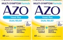 AZO Yeast Plus Dual Relief Tablet, Infeksi Yast dan Relief Vaginal Symptom, Relieves Itching & Burning, 60 Count (Paket 2)