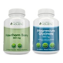Murni Holistik Hawthorn Berry 665mg + Magnesium Glycinate 400mg + 150 Capsules & 270 Tablet - Bundle Vegan - Dibuat di Amerika Serikat