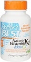 Doctor 's Best Natural Vitamin K2 Mk-7 dengan Menaq7 45 Mcg 60 Veg Caps