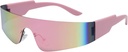 Crazy Feng Trendy Rimless Futuristic Wrap Around Sunglasses Women, Cyberpunk Visor Sunglasses Shades Fashion Eyeglasses