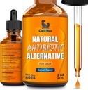 Antibiotik Anjing untuk Infeksi, Alergi, Batuk - Antibiotik Alam untuk Anjing dengan Cranberry Properate Urination & Ditraffic Care - Natural Ingreations + Bacon Flavor - 2 Oz