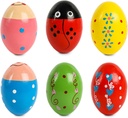 SallFashion 6 PCS Wooden Shaker Eggs for Toddlers, Egg Maracas Percussion Shakers Musical Instruments for Party Goodie Bag Stuffers Classroom Prize