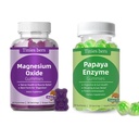 Bandar Pepaya Enzyme Gummies dan Magnesium Oxide Gummies, Kesehatan Digetical untuk Dewasa & Anak, Vegan, Gula Bebas, Non- GMO, Pectin