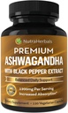Aswagandha Suplemen Dibuat dengan Premium Ashwaganda Root Powder 1200mg dengan Black Pepper Extract for Increased Absorpsi - 120 Vegi Capsules