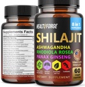Shilajit Capsules Organic Extract Blast 60 Capsules for Men & Women - Shilajit Suplemen 9000mg Ashwagandha, Imune Support 2000mg Rhodiola Suplemen, Ginko Ginkgo Biloba