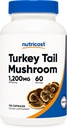 Nutricost Turkey Tail Mushroom Capsules 1200 mg, 60 Servings (120 Kapsul) - Gluten Free, Non-GMO, dan Vegetarian Friendly