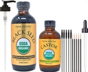PRIME Natural Organic Black Seed Oil & Organic Castor Oil - 2 Oil Bundle - USDA Disertifikasi - Dingin Menekan, Virgin, Tidak halus, Vegan, Non- GMO, Tidak Ada Pengawet