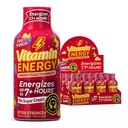 Vitamin Energy Immune + Extra Energy Shot Fruit Punch 12 Pack, 260mg Natural Caffeine, B-Vitamin, Citicoline, Green Tea, Imunity & Focus Dukungan, Zero Sugar, Gluteng-Free 1.93 fl oz