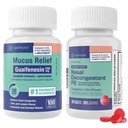 Relief Relief WelMATE Bundle: Maksimum Kekuatan Guaimfenesin 1200 Mg Mucus Relief (100 Lapis Bi- Lapis Tablet) + Phenylephrin HCI 10 mg Nasal Decongestant PE (200 Tablet) Sinus, Dukungan Dingin & Allergy