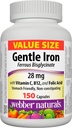 Webber Iron Suplemen Lembut dengan Vitamin C, B12 dan Acid Folic, 28 mg, 150 Kapsul, Stomach- Friendly, Non-Constipating, Membantu Mencegah Deficient Anemia Besi