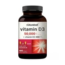 NatureBell Vitamin D3 50.000 IU + K2 200 mcg, 180 Softgels 124; Satu Formula Mingguan dengan Koconut Oil 124; Max Kekuatan Bone, Heart & Imune Dukungan 124; MK-7 Form 124; Non-GMO