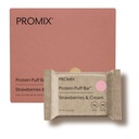 ProMix Nutrection Whey Protein Isolat Puff Bar, Snack rendah Carb Sehat dengan Egg Whites - Grass Fed, Gluten Free, Low Sugar, Soy Free (Strawberry & Cream) - 12 Bars
