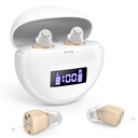 Aids Penarikan Ulang Untuk Senior & Dewasa, Pendengaran Amplifier Dengan Noise Cancelling, Volume Control Sound, Di Ear Digital Hearing Aid for Hearing Loss (Brown)