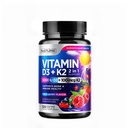 Vitamin D3 K2 - Chewable Vitamin D 5000 IU & K2 MK-7 100 mcg - 2 dalam 1 Vitamin D K2 Tambahan - Imune, Heart, & Bone Dukungan - Non GMO - Tasty Berry Flavor - 120 Cwable Tablets