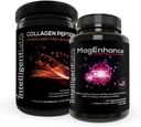Lab Intelligent 2-in 1 Bundle of MagEnhance Supplement (High Absorpsi Atlated Magnesium Complex) dan Kolagen Peptides Powder (Unflamined Organic Hydrolyzed Type 1 & 3 Collagen Protein Popper)