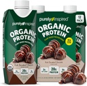 Murni Inspired Siap Minum Protein Organik Shake, Decadent Chocolate (12 Pack) - Tanaman berbasis RTD Pemandian Nutration Protein - Zero- Gula & Gluten- Free Meal Replacement Protein