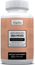 Advanced Sea Moss, ocean Moss advanced formula, premium muzik suplemen, pil lumut, suplemen seamoss, KaSules Laut Irlandia & Organik Bladderwrack & Burdock, & Black Pepper Extract, Seamoss