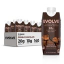Evolve Plant Based Protein Shake, Coklat Ganda, 20 g Vegan Protein, Dairy Free, No Artificial Sweeteners, Non-GMO, 10g Fiber, 11 Fl Oz (Paket 12) - (Formula May Vary)