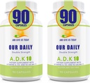 Vitamin A1, D3 dan K2 (sebagai MK7) - Physician Formulasi Tulang & Imune Dukungan - Gluten Bebas, Non GMO - 180 Vegetarian Capsules