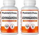 Physician 's CHOICE Ashwagandha 1950mg Organik Ashwagandha Root Powder dengan Black Pepper Extract, Stress Supplemen Mood, 90 Veggie Ashwagandha Capsules - 2 PCK