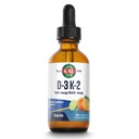 KAL D3 K2 DropIns 125 mcg / 500 mcg Liquid Vitamin D3 K2 Drops, Bone Health, Heart Health dan Imune Support, Natural Citrus Flavor, 60- Day Money Reguitee, Concex 59 Serv, 2 FL OZ