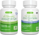 VESIsOrb Ubiquinol- QH + Zinc Complex Bundle for Fertility, Fast- Acting Advanced CoQ10 100mg + 25mg Contated Zinc, by Igennus