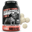 Bully Max 2-in- 1 Puppy Vitamin - 30 Tewable Tablet untuk Pengembangan dan Pertumbuhan Pupies - Perlakuan Anjing, Persediaan Vitamin & Pertumbuhan Bayi & Besar - Dapat Digunakan sebagai Food Topper