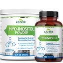 Zazzee Myo- Inositol Kapsul dan Myo- Inositol powder, 100% Murni, Premium Grade, Vegan, Non- GMO dan All Natural