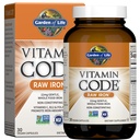 Garden of Life Vitamin Code Raw Iron Suplement - 30 Vegan Capsules, 22mg Once Daily Iron, Vitamin C, B12, Floid, Frued, Vegies & Progories, Suplemen Besi untuk Perempuan, Energi & Anemia Dukungan