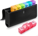Sukuos Weekly Pill Organizer 4 kali sehari dengan kasus PU Leather, Kotak Pil Hari Besar 7 (Malam Pagi Noon), Kasus Daily Pil untuk Vitamin / Minyak Ikan / Suplemen
