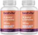 BESTVITE N- Acetyl L- Tyrosine 350mg (NALT) (240 Capsules) (120 x 2) - Tidak ada Stearat - Non GMO - Gluten Bebas