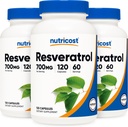 Nuttricost Resveratrol 700mg; 120 Vegetable Capsules - 50% Trans- Resveratrol (3 Botol)