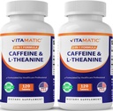 Vitamatic Caffeine Pill dengan L- Theanine - 300 mg Per Tablet - 120 tablet Vegetarian (Paket 2, Total 240 tablet)