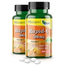 Amerika Medis & Science Rapid-C 500mg Vitamin C Tambahan (2 Paket 100 Tablet) Energi Booster, Dukungan Sistem Ammune Harian, Antioksidant 14; Vegan, Non- GMO Dihiasi Accorbic Acid untuk Pria & Perempuan