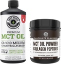 Kekiri Pantai Performance 100% Coconut MCT Oil Liquid, 32oz + Chocolate Keto MCT Powder, Collagen & Prebiotic Fiber, 16oz