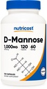 Nutricost D-Mannose 1000mg Per Serving, 120 Capsules - 500mg Per Capsule, Urinary Trakte Health, Non-GMO dan Gluten Free