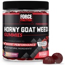 Force Factor Horny Goat Weed Gummies for Men, Natural Male Drive & Vitalitas Superient for Superior Absorpsi, Delicious Passion Berry Flavor, Black, 90 Count