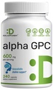 Alpha GPC 600mg Per Serving, 240 Capsules - Biovailable Choline Repleniment -Nootropic Brain Suplemen untuk Memori dan Fokus - Non-GMO, Gluten Bebas