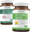 Sea Moss & St. John 's Welt (2-Month Supply) Mood Moss Blend - Organic Sea Moss - Raw Vegan Suplement (120 Caps) & St John' s Welt dengan kuat 900mcg Hypericin Vegan Non- GMO (120 Capsules)