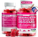Quercetin Gummies - 2500MG Quercetin dengan Bromelain L- theanine & Zinc - Suplemen Murni untuk Imune System Lung dan Allergy Dukungan - Imunity Booster Vegan Suplemen untuk Anak & Orang Dewasa - Dibuat di AS